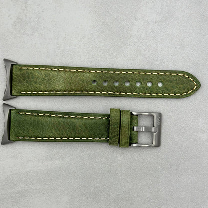 The Rome: Olive Green Italian Full Grain Leather Google Pixel Watch Strap