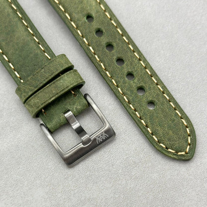 The Rome: Olive Green Italian Full Grain Leather Google Pixel Watch Strap