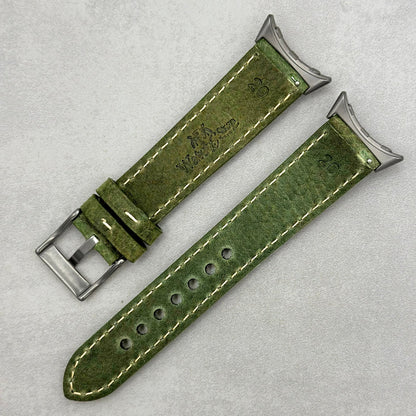 The Rome: Olive Green Italian Full Grain Leather Google Pixel Watch Strap