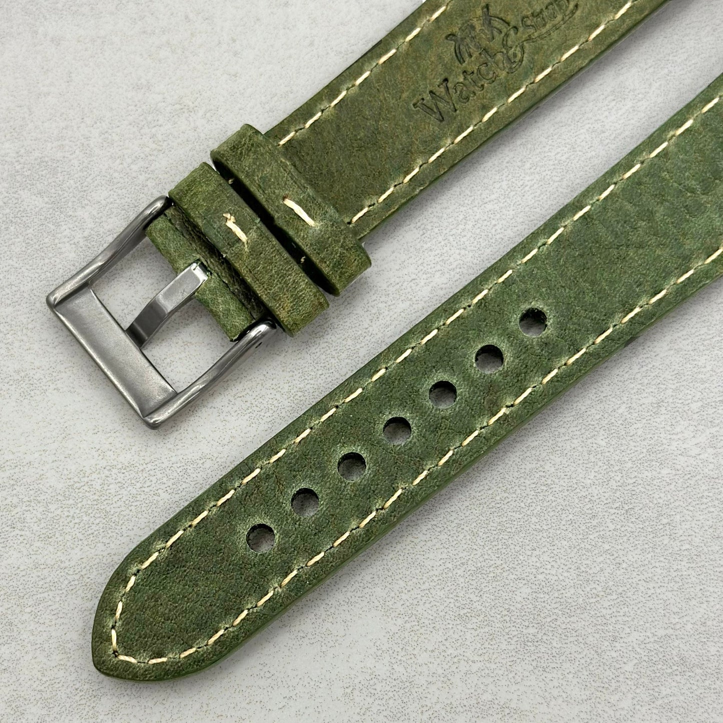 The Rome: Olive Green Italian Full Grain Leather Google Pixel Watch Strap