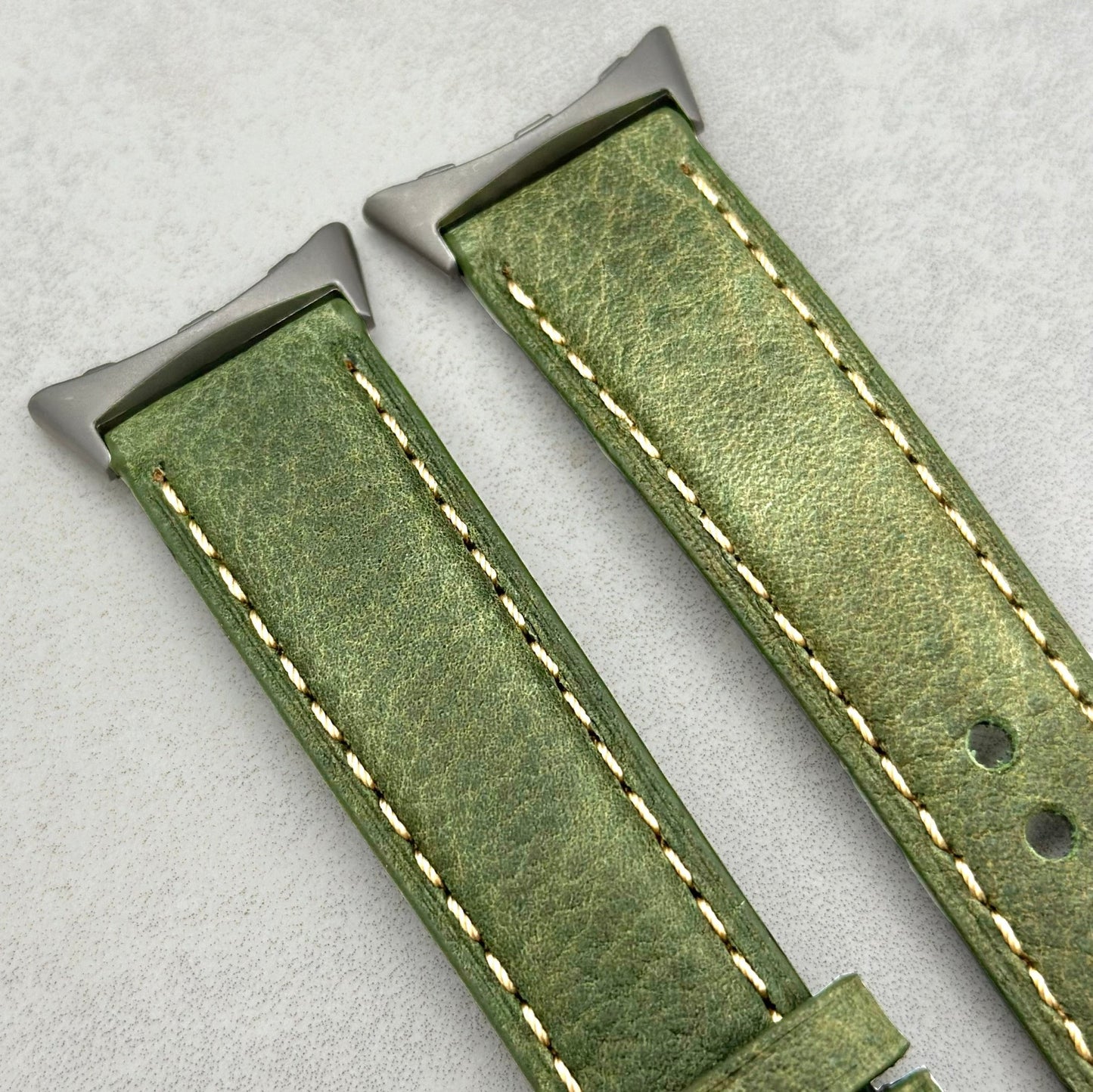 The Rome: Olive Green Italian Full Grain Leather Google Pixel Watch Strap