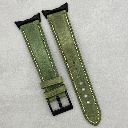 The Rome: Olive Green Italian Full Grain Leather Google Pixel Watch Strap