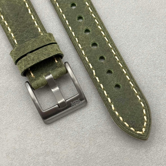The Rome: Green Italian Full Grain Leather Open Ended Watch Strap