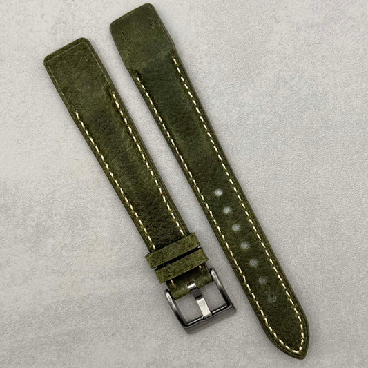 The Rome: Green Italian Full Grain Leather Open Ended Watch Strap
