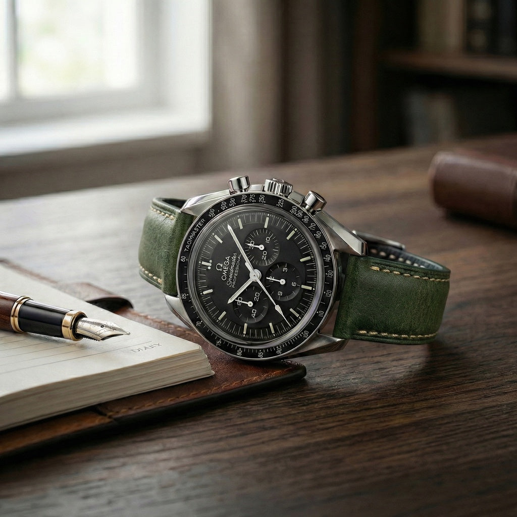 The Rome: Olive Green Italian Full Grain Leather Watch Strap