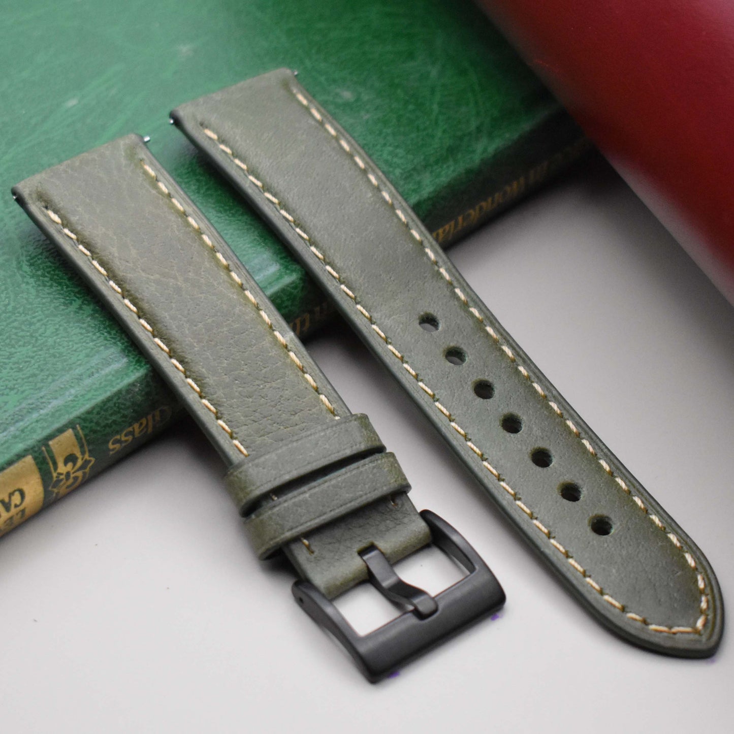 The Rome: Olive Green Italian Full Grain Leather Watch Strap