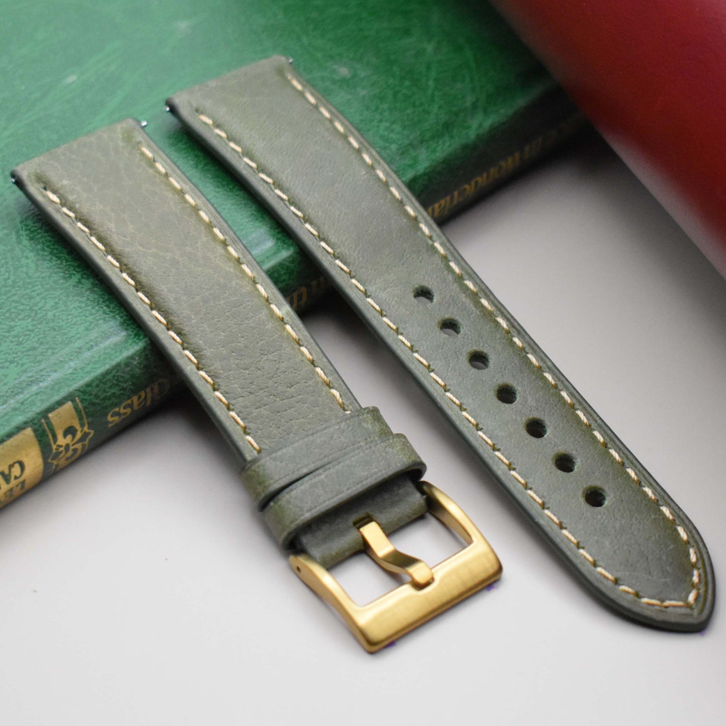 The Rome: Olive Green Italian Full Grain Leather Watch Strap