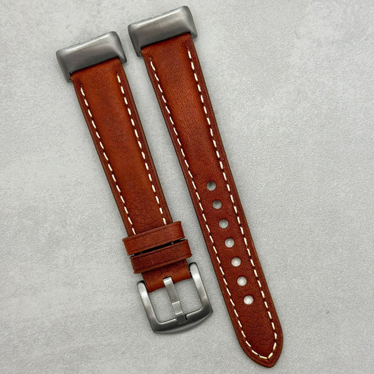 The Rome: Terracotta Brown Italian Full Grain Leather Fitbit Charge Watch Strap