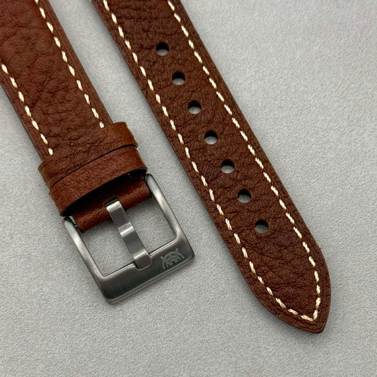 The Rome: Terracotta Brown Italian Full Grain Leather Open Ended Watch Strap
