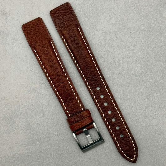 The Rome: Terracotta Brown Italian Full Grain Leather Open Ended Watch Strap