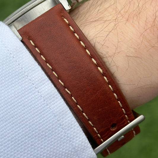 The Rome: Terracotta Brown Italian Full Grain Leather Watch Strap
