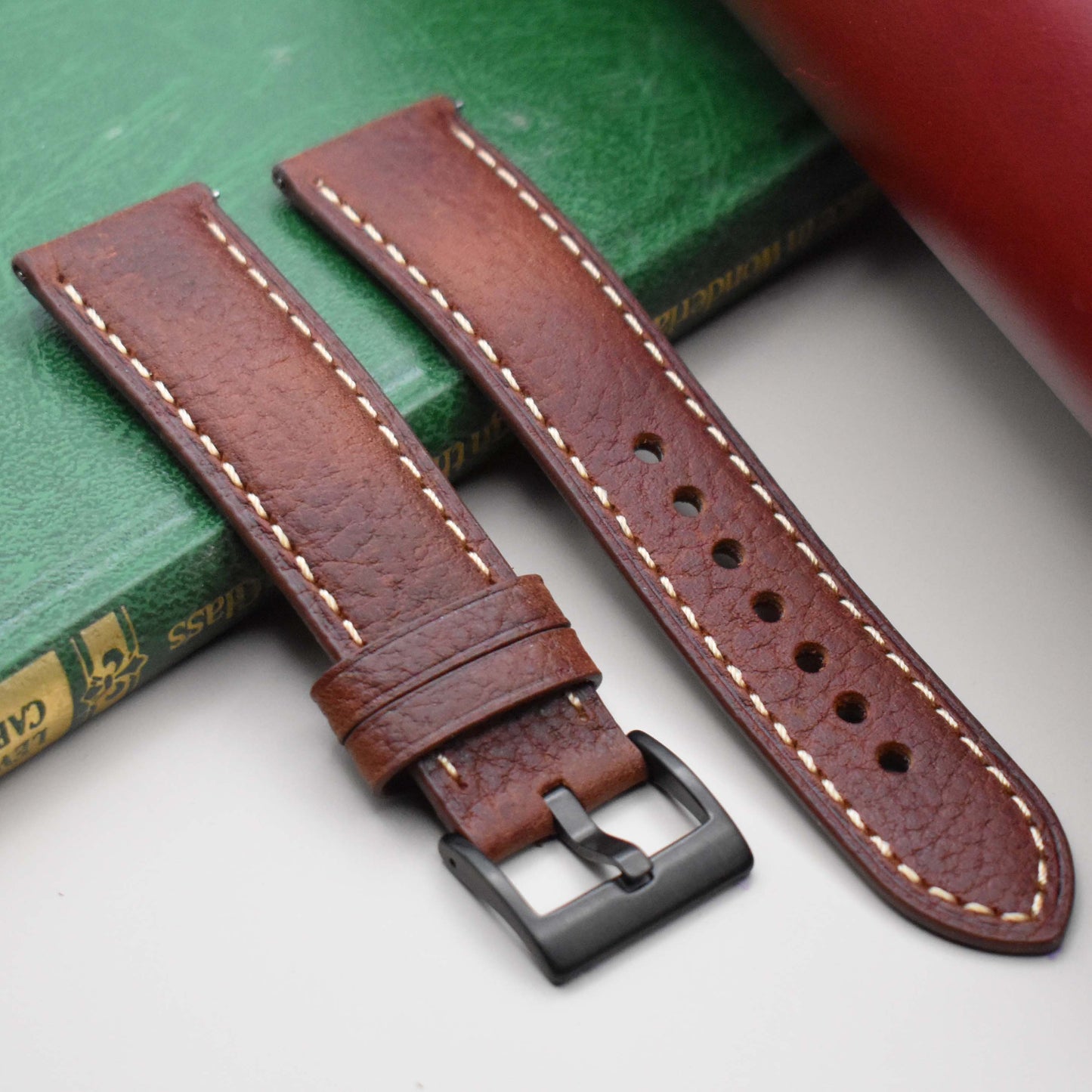 The Rome: Terracotta Brown Italian Full Grain Leather Watch Strap