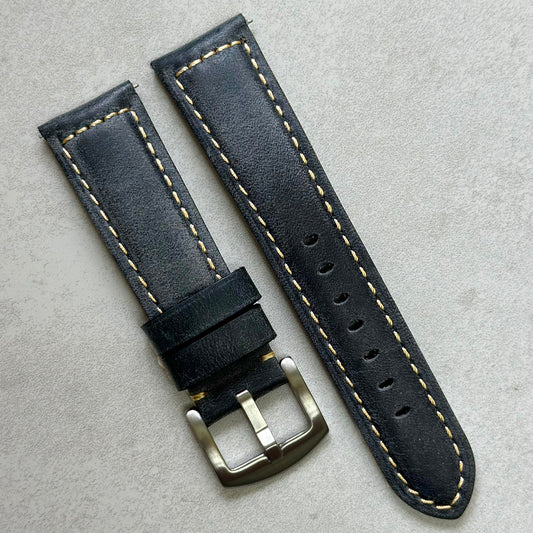 The Berlin: Grey Padded Leather Watch Strap - 22mm