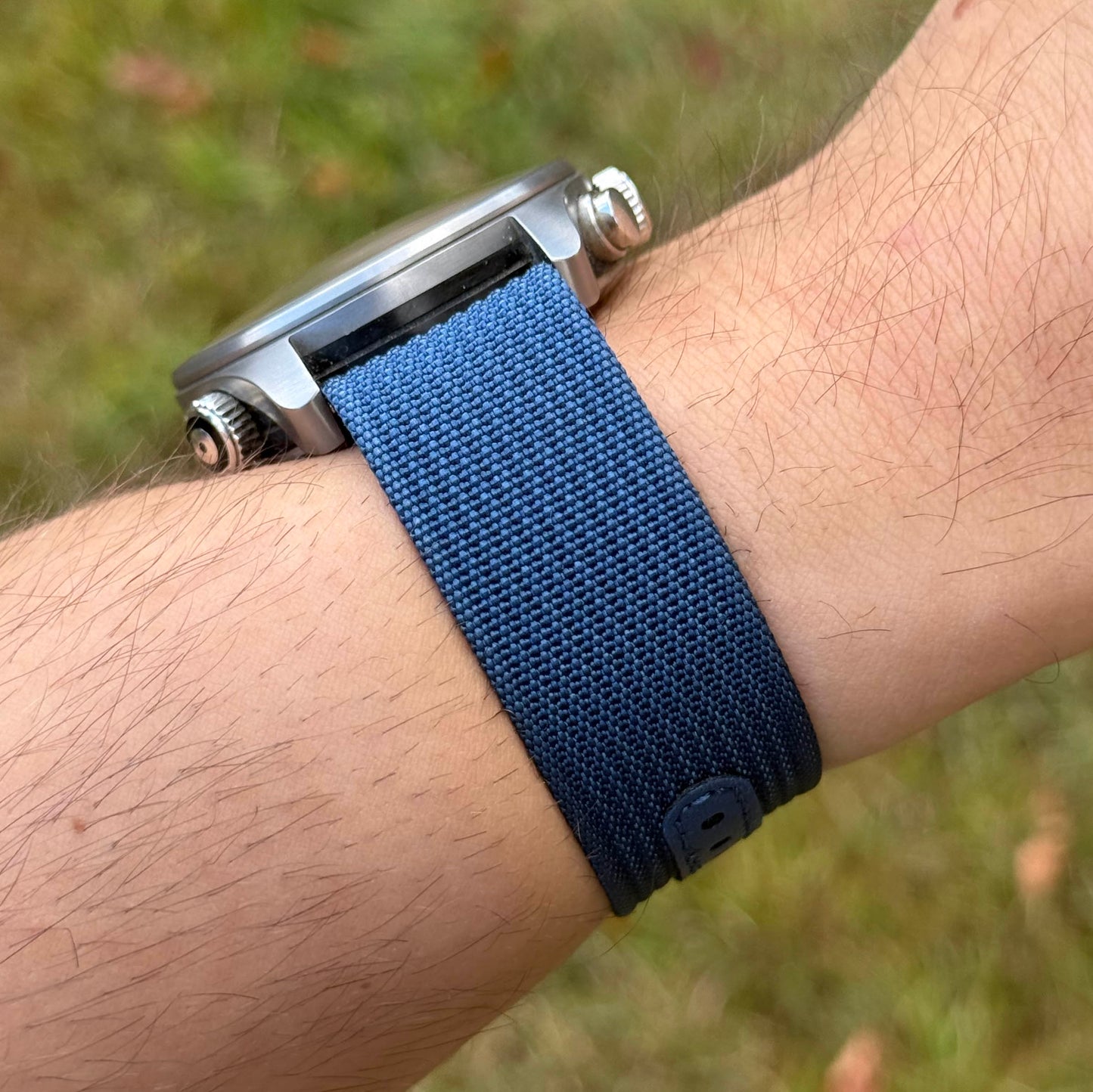 The Stockholm: Blue Ribbed Nylon Single Pass Deployant Strap