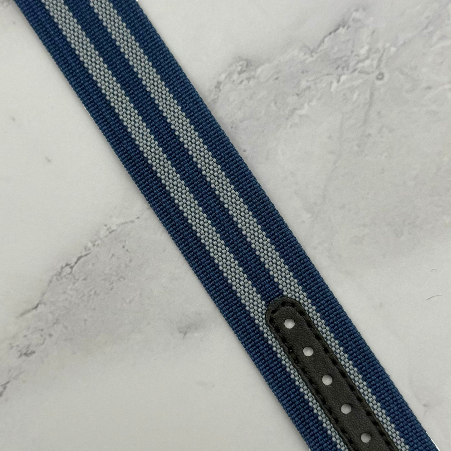 The Stockholm: Blue And Grey Ribbed Nylon Single Pass Deployant Strap
