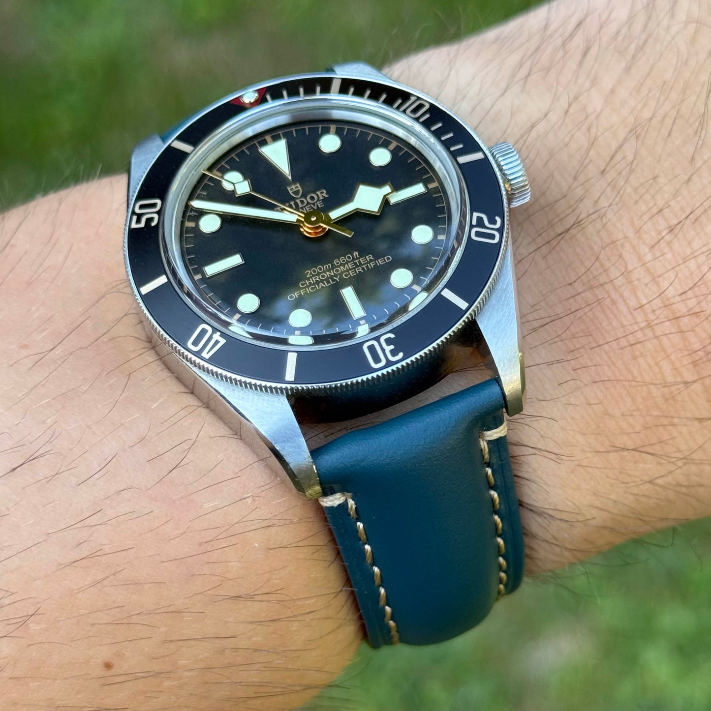 The Oslo: Petrol Blue Full Grain Leather Watch Strap