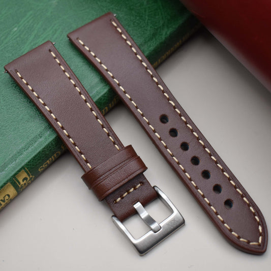 The Venice: Mocha Brown Italian Vegetable Tanned Leather Watch Strap
