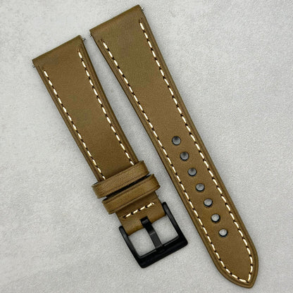 The Venice: Army Green Italian Vegetable Tanned Leather Watch Strap