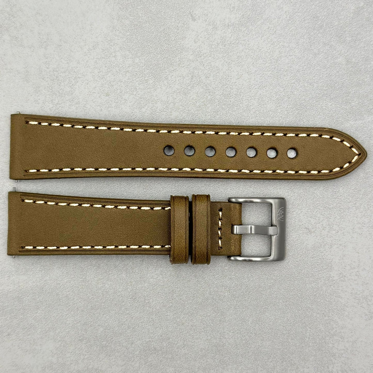 The Venice: Army Green Italian Vegetable Tanned Leather Watch Strap