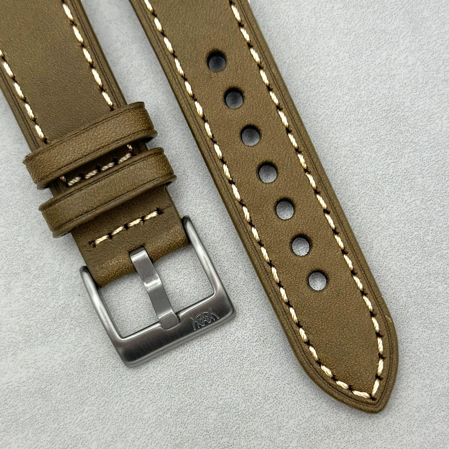 The Venice: Army Green Italian Vegetable Tanned Leather Watch Strap