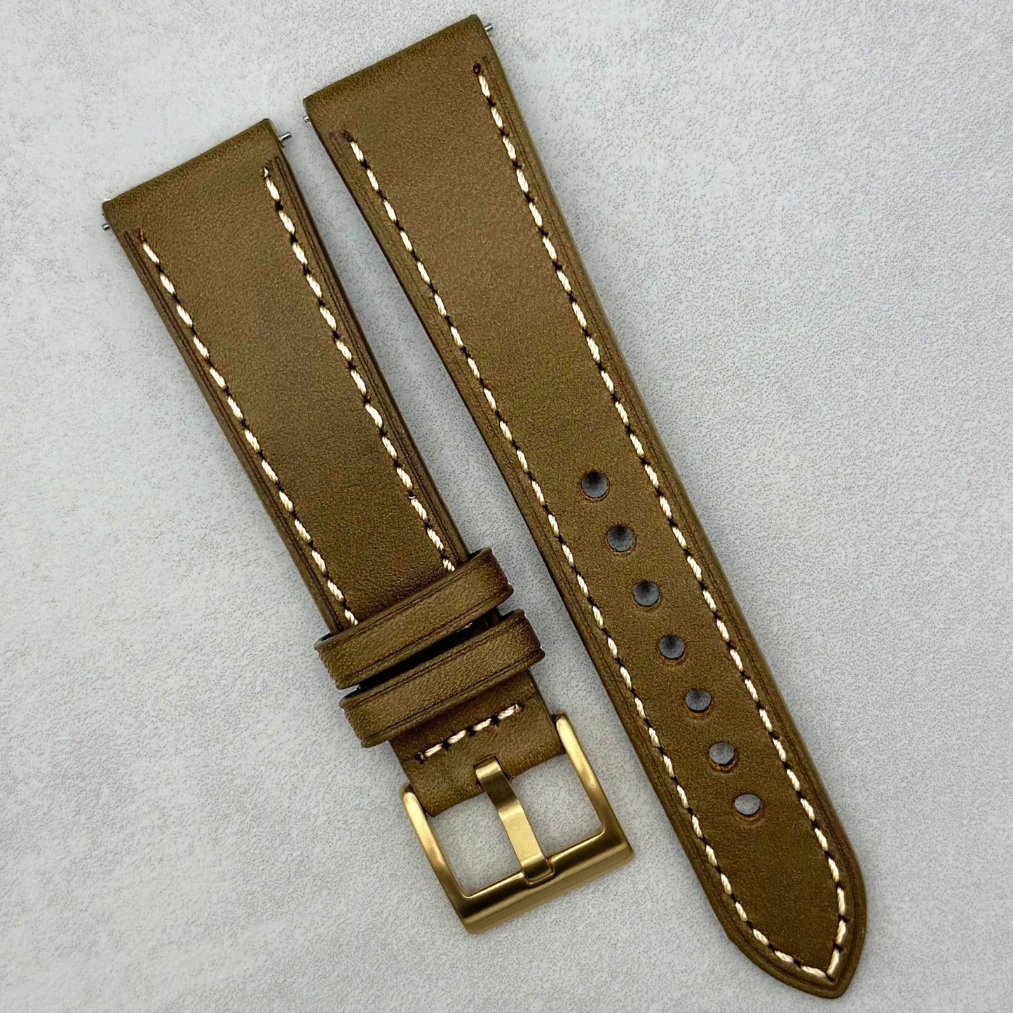 The Venice: Army Green Italian Vegetable Tanned Leather Watch Strap