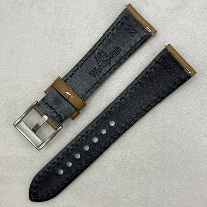 The Venice: Army Green Italian Vegetable Tanned Leather Watch Strap