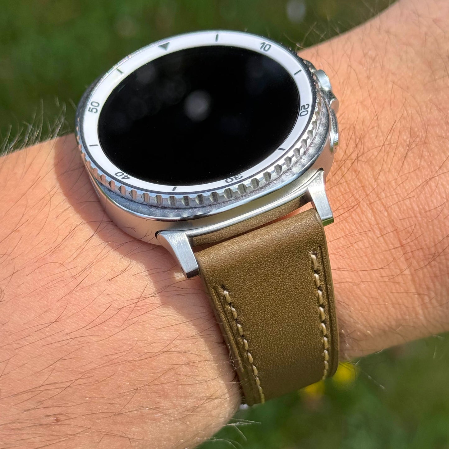 The Venice: Army Green Italian Vegetable Tanned Leather Samsung Galaxy Watch Ultra / Watch 8/9 Strap