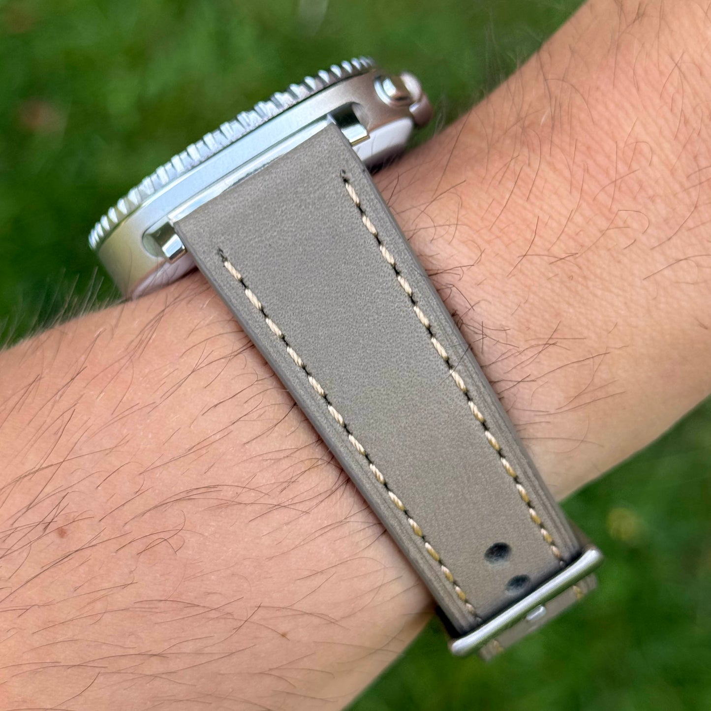 The Venice: Smoke Grey Italian Vegetable Tanned Leather Samsung Galaxy Watch Ultra / Watch 8/9 Strap