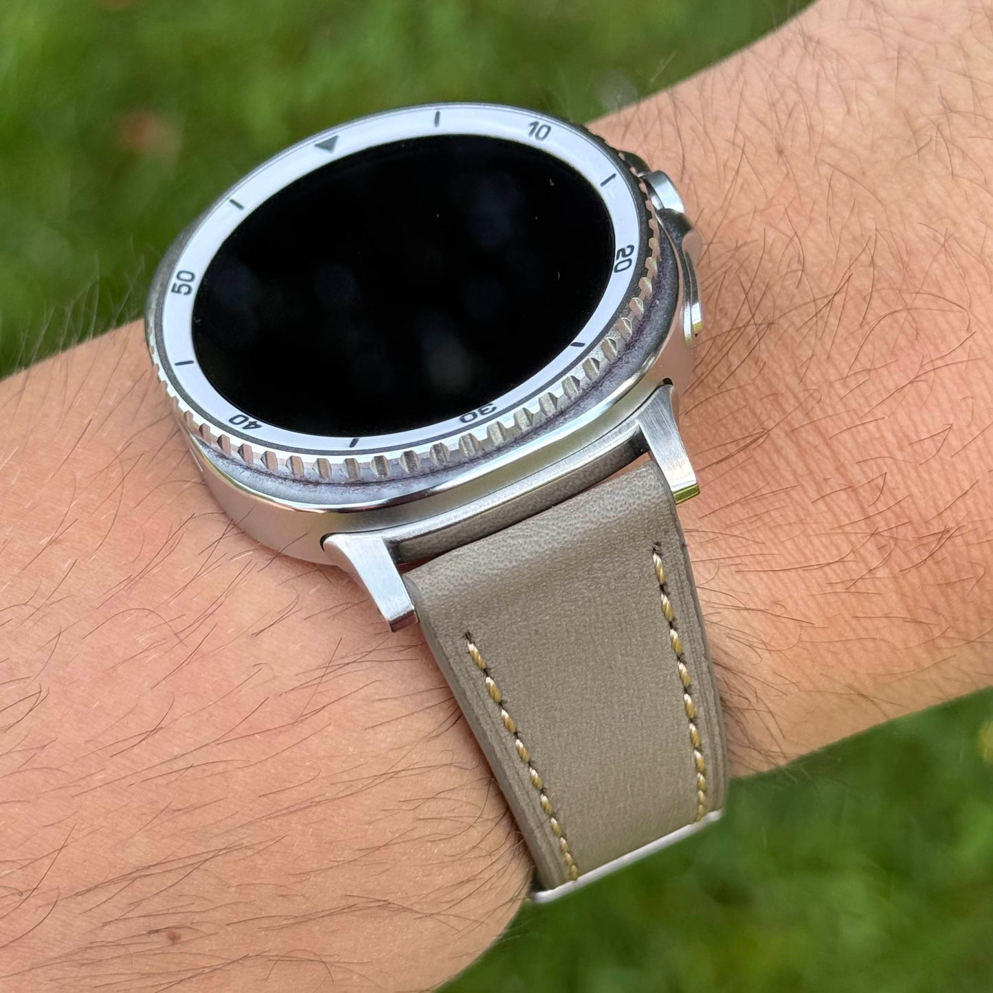 The Venice: Smoke Grey Italian Vegetable Tanned Leather Samsung Galaxy Watch Ultra / Watch 8/9 Strap