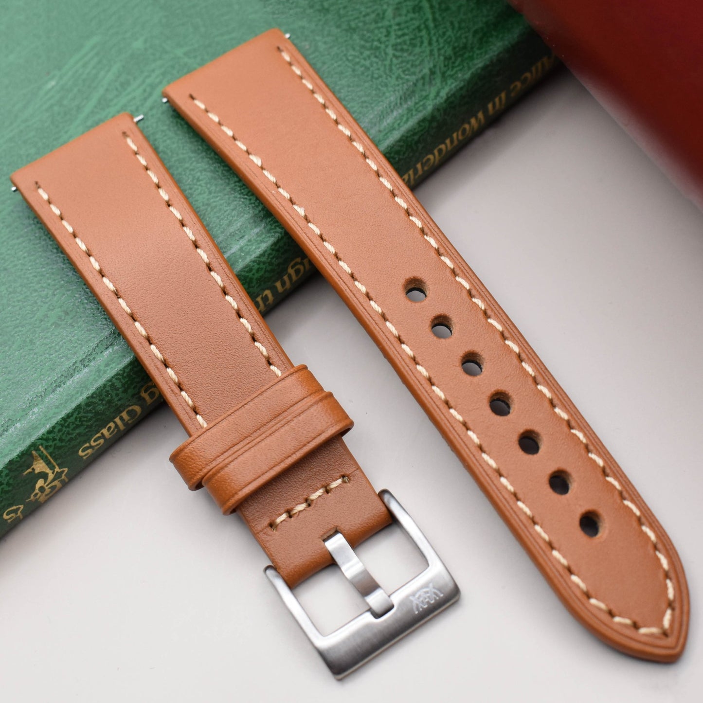 The Venice: Caramel Tan Italian Vegetable Tanned Leather Watch Strap
