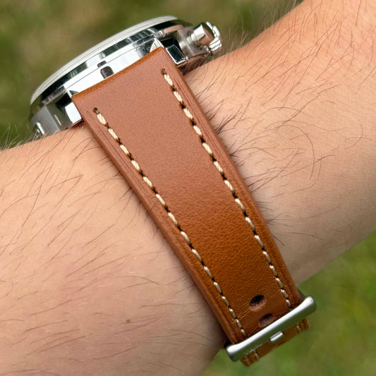 The Venice: Caramel Tan Italian Vegetable Tanned Leather Watch Strap
