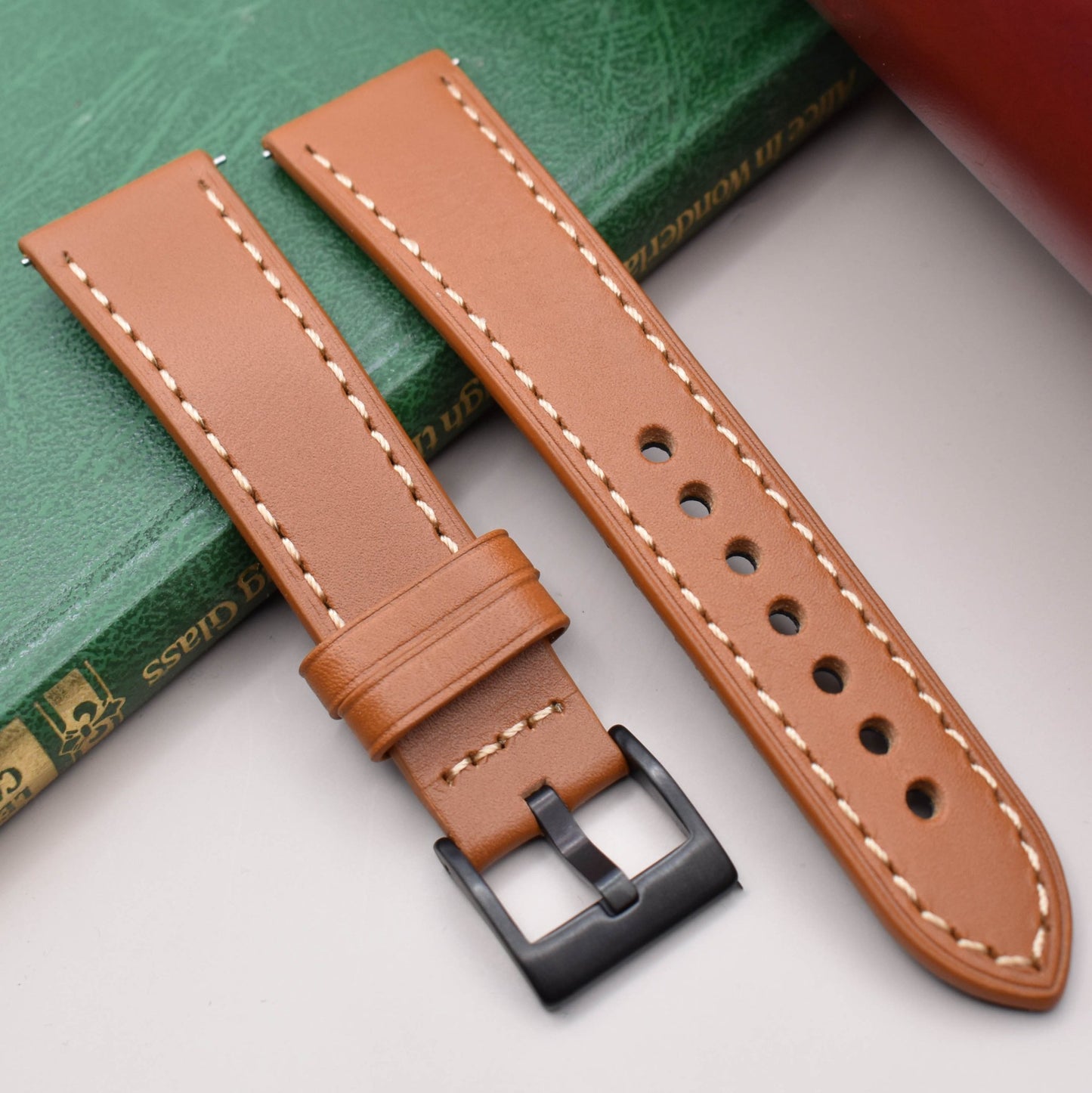 The Venice: Caramel Tan Italian Vegetable Tanned Leather Watch Strap