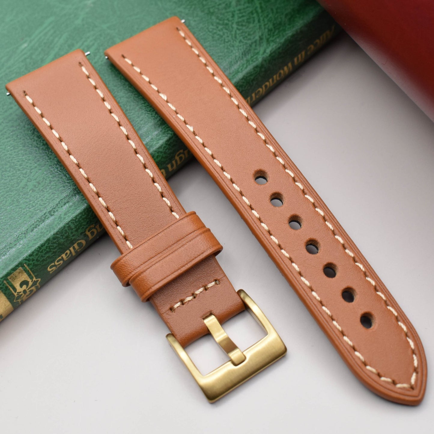 The Venice: Caramel Tan Italian Vegetable Tanned Leather Watch Strap
