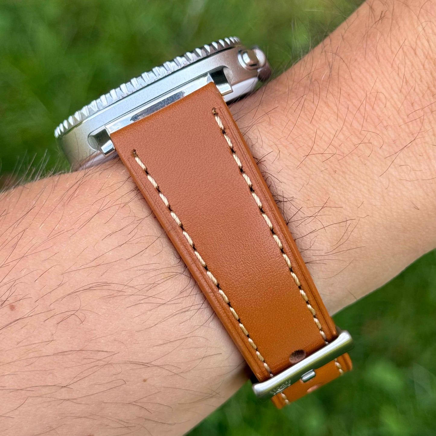 The Venice: Caramel Tan Italian Vegetable Tanned Leather Samsung Galaxy Watch Ultra / Watch 8/9 Strap