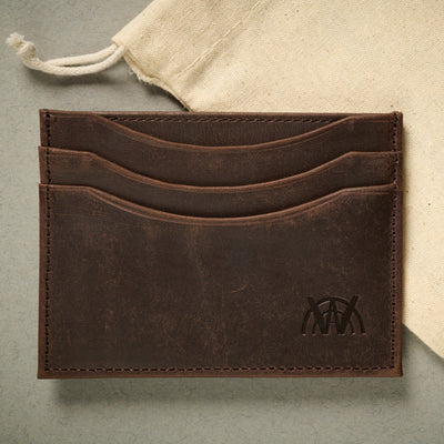 The Oxford: RFID Blocking Full Grain Calf Skin Card Case - Chocolate Brown