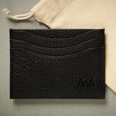 The Rome: RFID Blocking Full Grain Italian Leather Card Case - Onyx Black