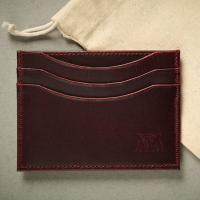 The Berlin: RFID Blocking Full Grain Leather Card Case - Burgundy
