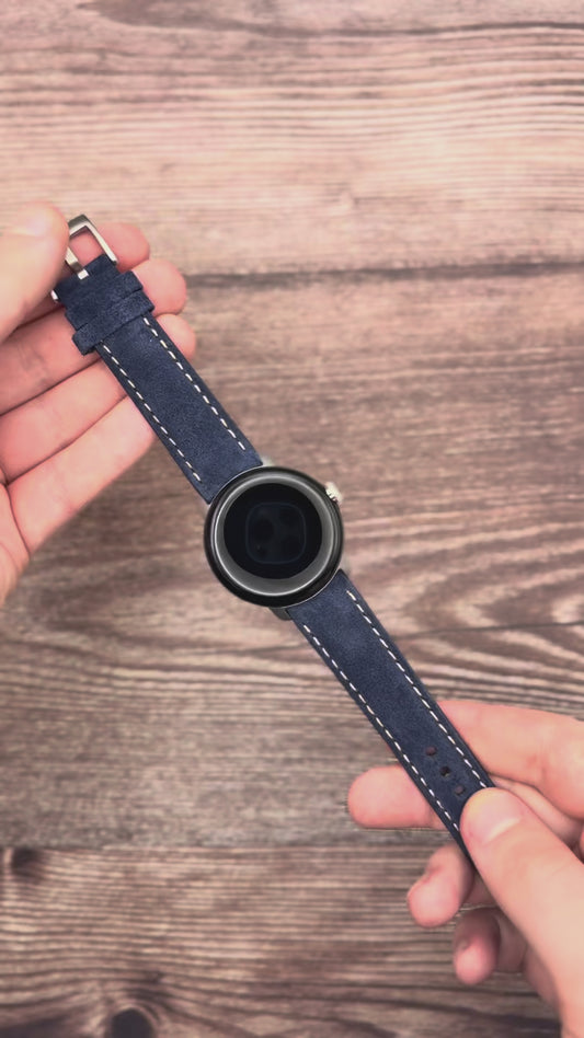 The Paris: Navy Blue Padded Suede Google Pixel Watch Strap