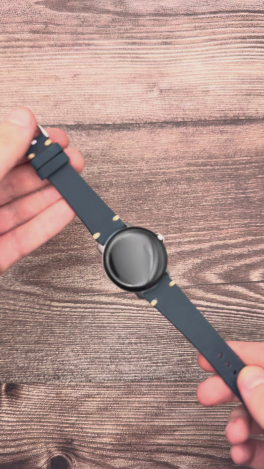 The Madrid: Navy Blue Full Grain Leather Google Pixel Watch Strap