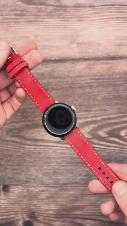 The Paris: Ruby Red Padded Suede Google Pixel Watch Strap