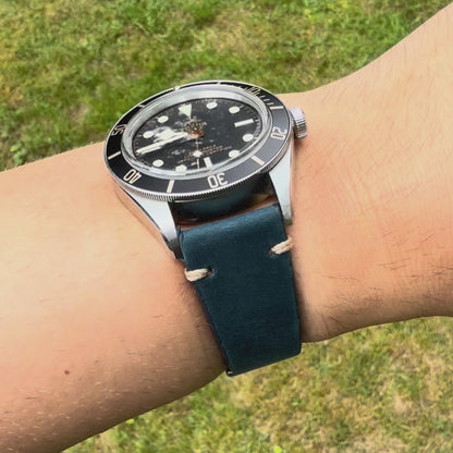 The Madrid: Midnight Blue Vintage Full Grain Leather Watch Strap