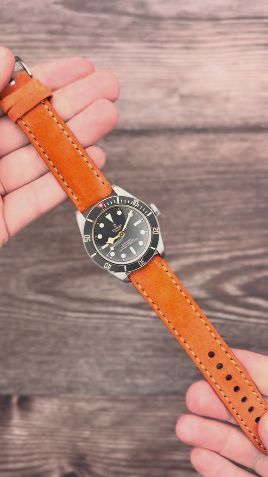The Paris: Orange Padded Suede Watch Strap