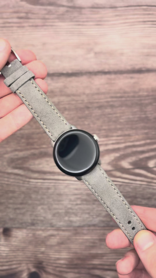 The Paris: Light Grey Padded Suede Google Pixel Watch Strap