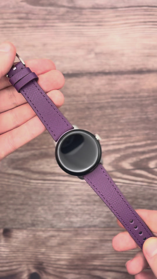 The Florence: Royal Purple Saffiano Leather Google Pixel Watch Strap