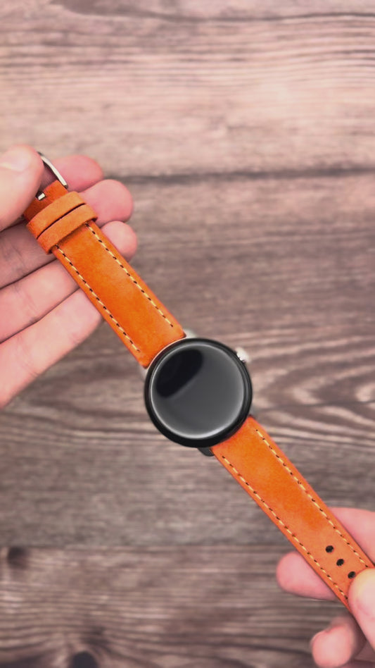 The Paris: Orange Padded Suede Google Pixel Watch Strap
