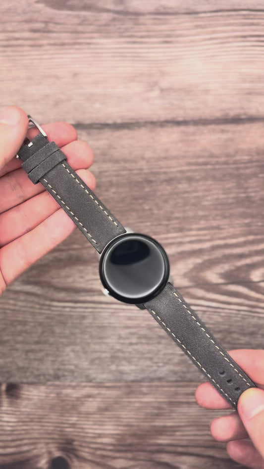 The Paris: Gunmetal Grey Padded Suede Google Pixel Watch Strap