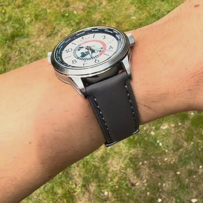 The Athens: Slate Grey Full Grain Leather Watch Strap