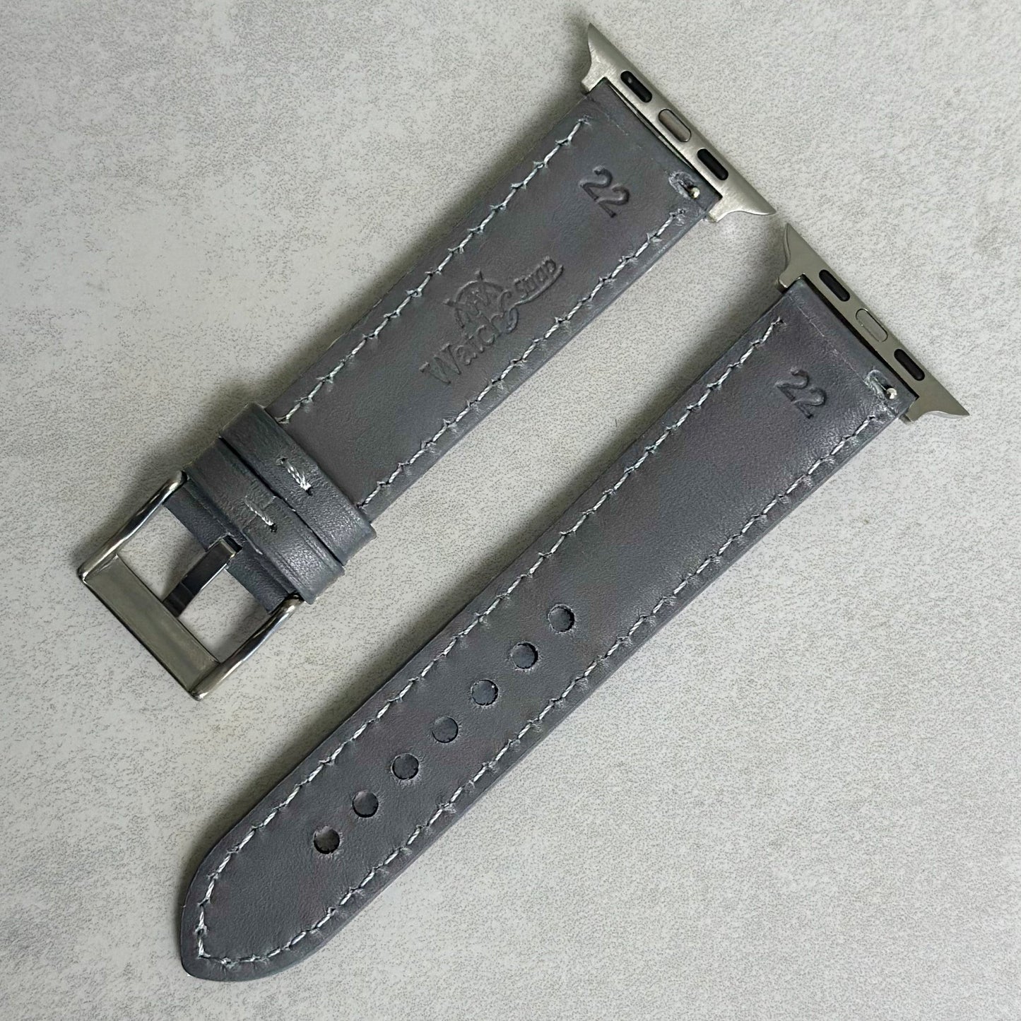 The Athens: Slate Grey Full Grain Leather Apple Watch Strap