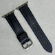 The Bermuda: Jet Black Sail Cloth Apple Watch Strap With Contrast Blue Stitching