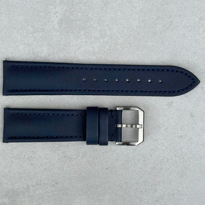 Bermuda navy blue sail cloth watch strap. Padded sail cloth strap. 20mm, 22mm. Watch And Strap